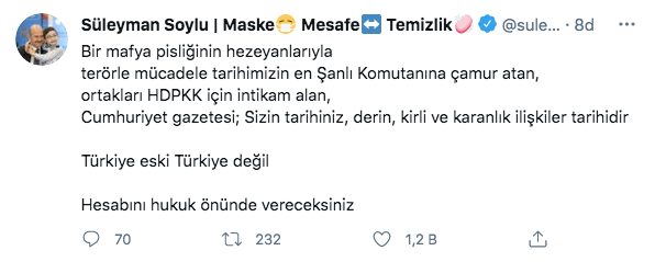 Süleyman Soylu'dan Cumhuriyet gazetesi tepkisi: Hesabını vereceksiniz - Resim: 0