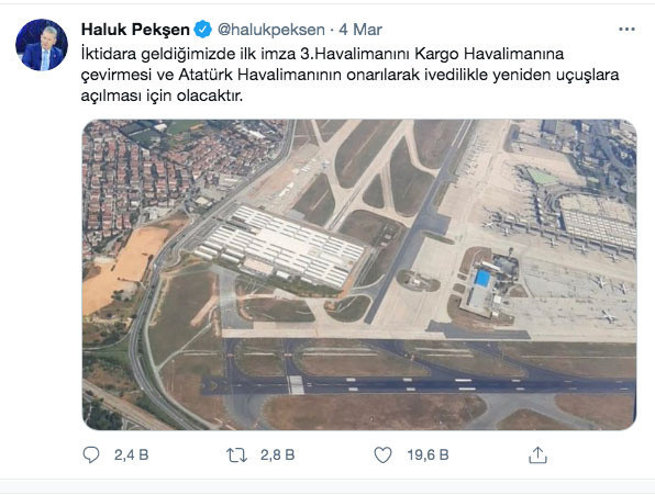 CHP’li Haluk Pekşen'in İstanbul Havalimanıyla ilgili paylaşımı olay oldu - Resim: 0