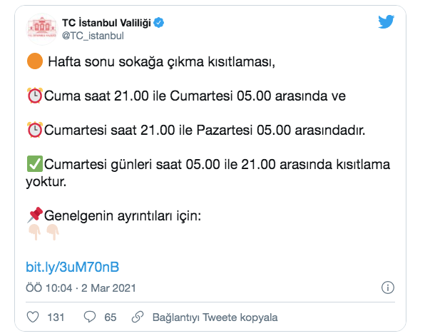 İstanbul Valiliği'nden sokağa çıkma kısıtlamasına ilişkin açıklama - Resim: 0