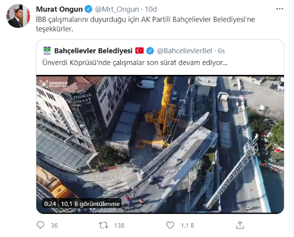 İBB Sözcüsü Murat Ongun'dan AK Partili Bahçelievler Belediyesi'ne teşekkür - Resim: 0