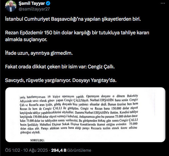 Şamil Tayyar'dan Rezan Epözdemir paylaşımı o savcıya dikkat çekti - Resim: 0