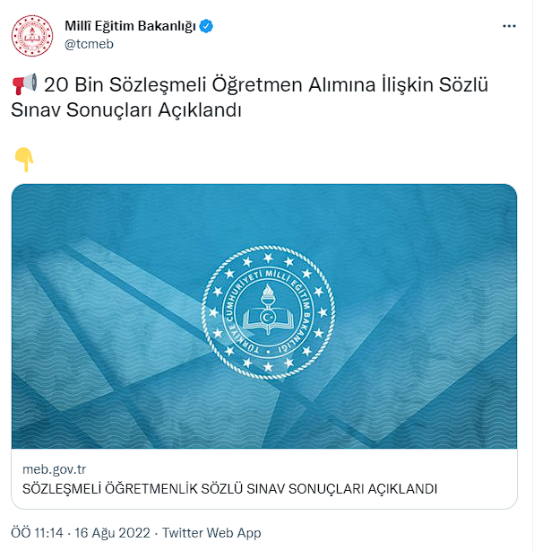 Sözleşmeli öğretmenlik sözlü sınav sonuçları açıklandı! MEB duyurdu - Resim: 0