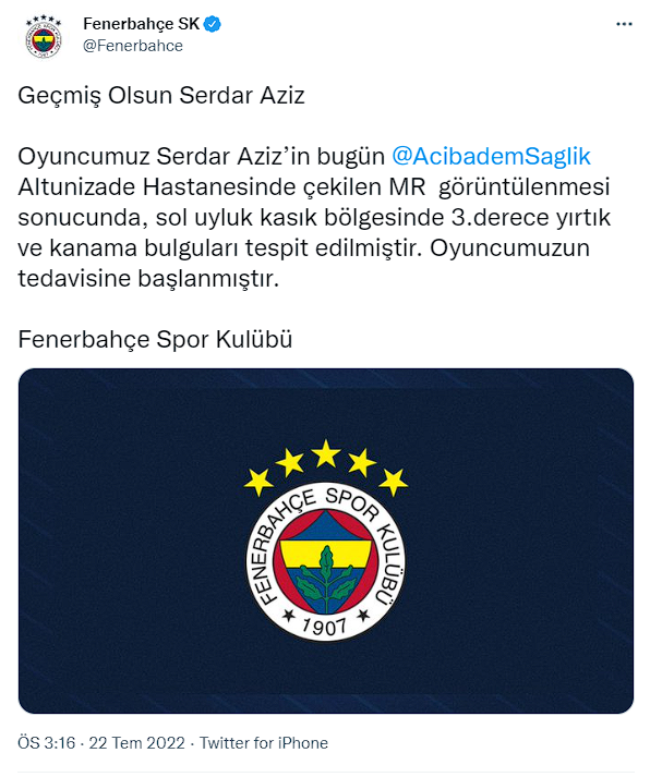 Fenerbahçe'ye sakatlık şoku! Serdar Aziz bir buçuk ay yok - Resim: 0