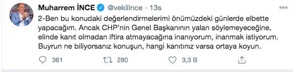 Muharrem İnce Kemal Kılıçdaroğlu'na seslendi: Kanıtın varsa ortaya koy - Resim: 0