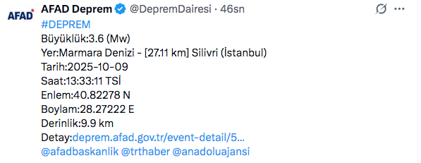 İstanbul'da deprem oldu! AFAD son dakika depremi duyurdu - Resim: 0