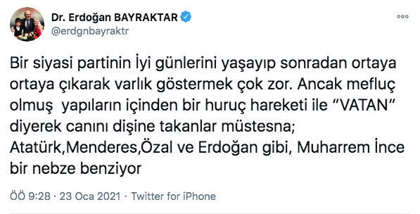 Erdoğan Bayraktar'dan çok konuşulacak Muharrem İnce paylaşımı - Resim: 0
