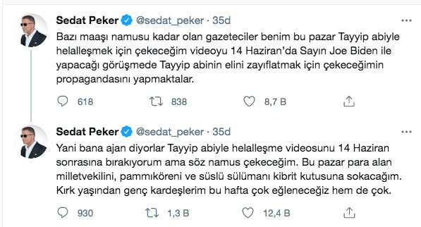 Suç örgütü lideri Sedat Peker'den Erdoğan'la helalleşme videosuyla ilgili açıklama - Resim: 0
