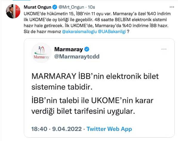 İBB Sözcüsü Murat Ongun'dan Ulaştırma Bakanlığı'na: Yüzde 40 indirime hazır mısınız? - Resim: 1