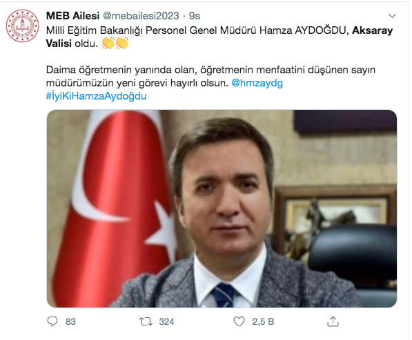 Hamza Aydoğdu Aksaray Valisi oldu öğretmenler Twitter'ı salladı - Resim: 0