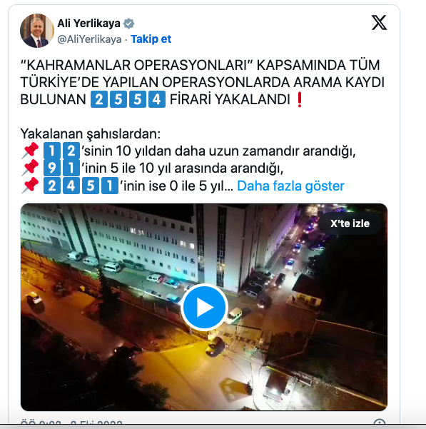 Yerlikaya duyurdu! Türkiye genelinde 'Kahramanlar' operasyonu! 2 bin 554 firari yakalandı - Resim: 0