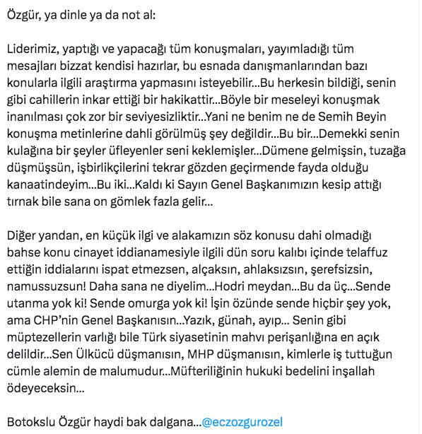 Özgür Özel'in 'MHP örgütünün illallah dediği ikili' dediği isimden yanıt: İddialarını ispat etmezsen namussuzsun! - Resim: 1