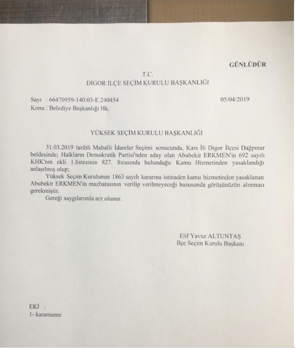 Kars Digor'da HDP'li adaya mazbatası verilmedi - Resim: 0