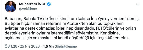 Muharrem İnce'den 'ikinci tura kalırsa İnce'ye oy vermem' diyen Ali Babacan'a yanıt - Resim: 0