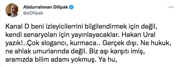Abdurrahman Dilipak'tan Kanal D ve Hakan Ural'a sert sözler! Ne hukuk ne ahlak umurlarında değil - Resim: 0