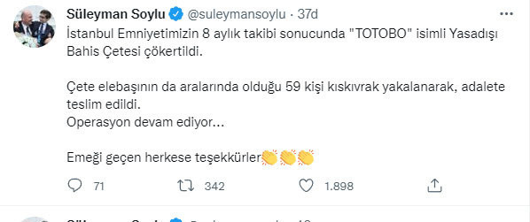 İçişleri Bakanı Soylu "TOTOBO" isimli yasa dışı bahis çetesinin çökertildiğini açıkladı - Resim: 0