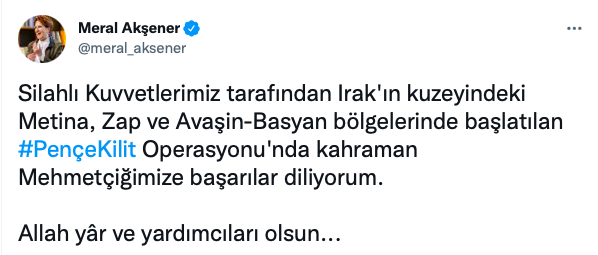 Pençe Kilit Operasyonu'na muhalefetten ilk destek Meral Akşener'den - Resim: 0