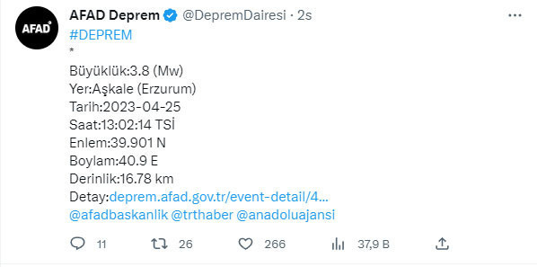 Erzurum'da deprem oldu! AFAD son depremin şiddetini duyurdu - Resim: 0