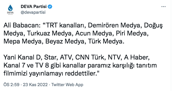 Ali Babacan reklamını reddeden kanallar listesi şaşırttı! Acun Ilıcalı da istememiş - Resim: 1