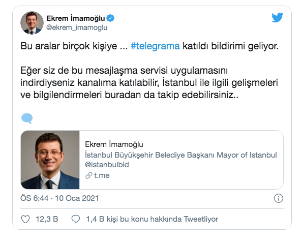 İBB Başkanı Ekrem İmamoğlu da Telegram kanalı açtı - Resim: 0