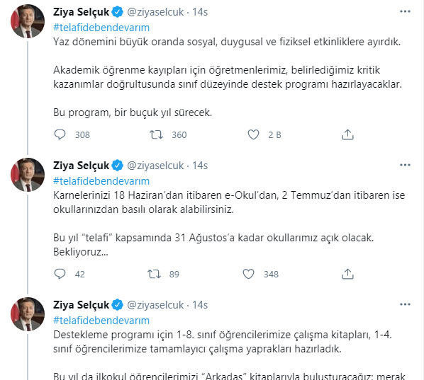 Milli Eğitim Bakanı Ziya Selçuk'tan karne ve telafi eğitimi açıklaması! Tarih verdi - Resim: 0