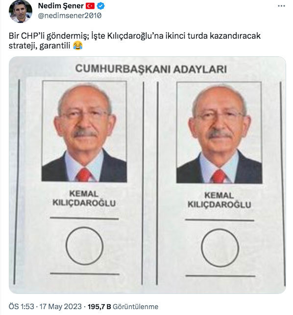 Nedim Şener Kılıçdaroğlu'na kazandıracak oy pusulasını paylaştı CHP'liler çılgına döndü gülen de oldu - Resim: 0