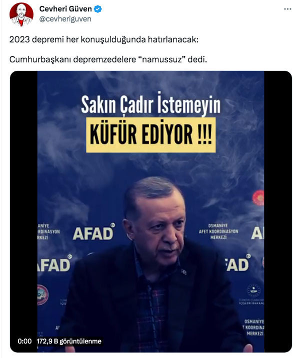 FETÖ'cü Cevheri Güven 'Cumhurbaşkanı depremzedelere 'namussuz' dedi' iftirasını attı - Resim: 0