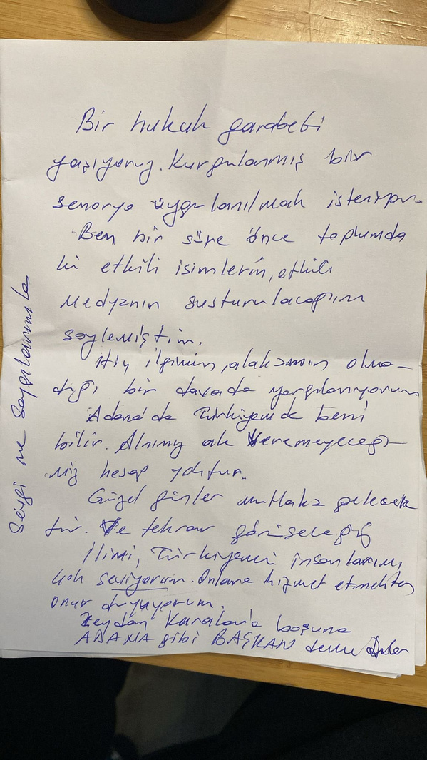 Zeydan Karalar'dan cezaevinden mektup: "Bir hukuk garabeti yaşıyoruz" - Resim: 0