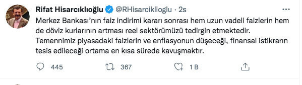 TOBB Başkanı Rifat Hisarcıklıoğlu'ndan faiz indirimi açıklaması - Resim: 0