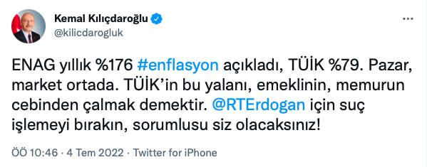 Kemal Kılıçdaroğlu'ndan TÜİK'in enflasyon rakamlarına tepki: Erdoğan için suç işlemeyi bırakın - Resim: 0