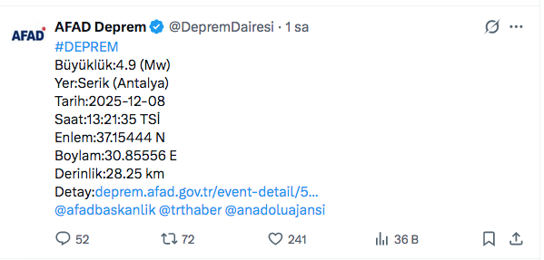 Antalya'da panik yaratan deprem! AFAD açıkladı önce Konyaaltı sonra Serik - Resim: 0