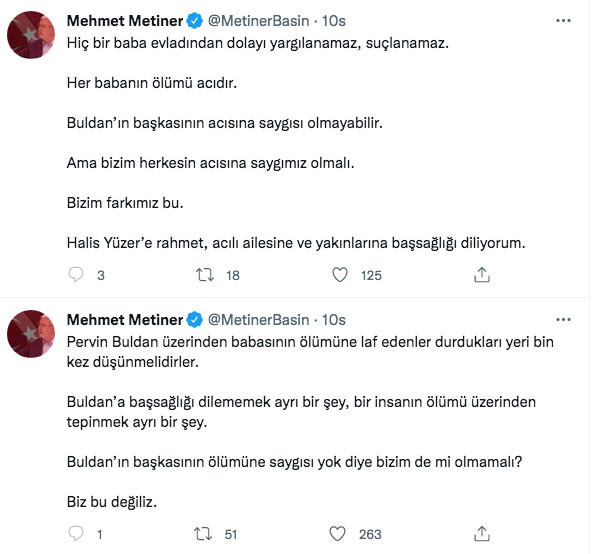 Mehmet Metiner'den Yeni Akit'in 'Terör sevici Pervin Buldan'ın babası öldü!' haberine tepki - Resim: 0