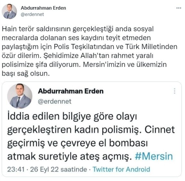 Mersin'deki saldırıyı 'kadın polis yaptı' dedi! CHP'li başkanın özrü kabahatinden beter! - Resim: 0