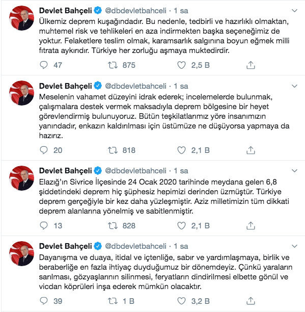 Devlet Bahçeli'den Elazığ depremiyle yalan haberlere sert tepki - Resim: 1