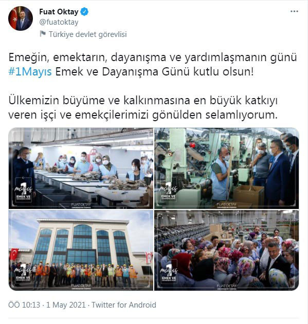 Cumhurbaşkanı Yardımcısı Oktay'dan '1 Mayıs' paylaşımı - Resim: 0