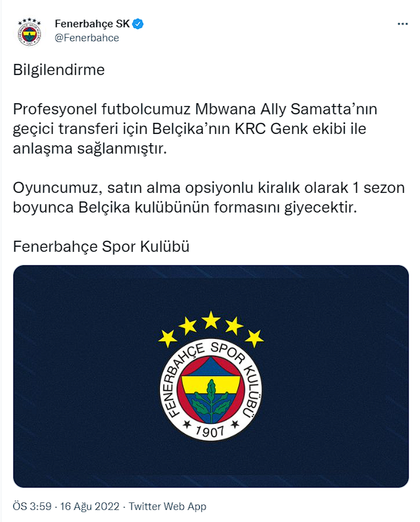 Fenerbahçe, Samatta'yı kiraladı! İşte yeni takımı - Resim: 0