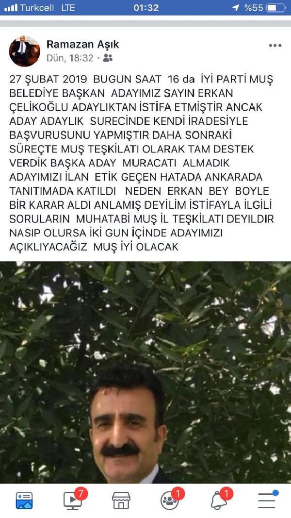 İYİ Parti Muş Belediye Başkan adayı Erkan Çelikoğlu istifa etti - Resim: 0