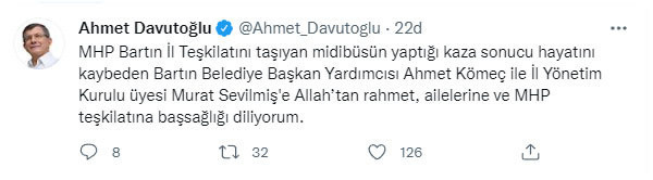 Ahmet Davutoğlu'ndan MHP'ye başsağlığı mesajı - Resim: 0