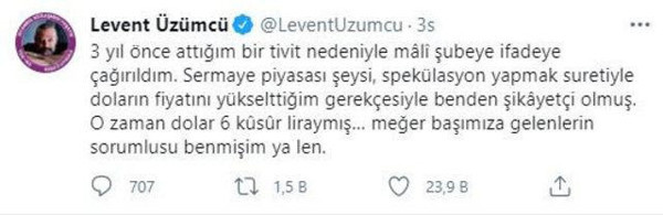 Levent Üzümcü ifadeye çağrıldı! 3 yıl önceki tweeti başına dert açtı - Resim: 0