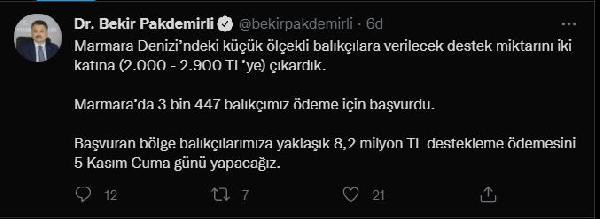Bakan Bekir Pakdemirli: Marmara'daki balıkçılara destek ödemelerini yarın yapacağız - Resim: 0