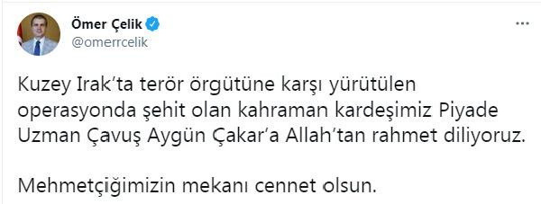 Şehit Uzman Çavuş Aygün Çakar için taziye mesajları paylaşıldı - Resim: 3