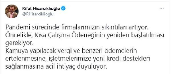 Rifat Hisarcıklıoğlu: Kısa çalışma ödeneği yeniden başlatılmalı - Resim: 0