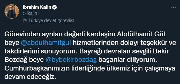 Cumhurbaşkanlığı Sözcüsü İbrahim Kalın’dan Bekir Bozdağ'a tebrik mesajı - Resim: 0