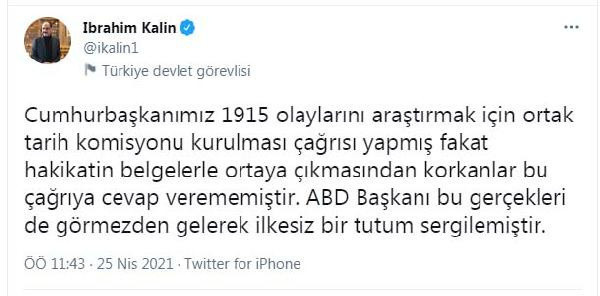 Cumhurbaşkanlığı Sözcüsü İbrahim Kalın: ABD Başkanı ilkesiz bir tutum sergilemiştir - Resim: 0