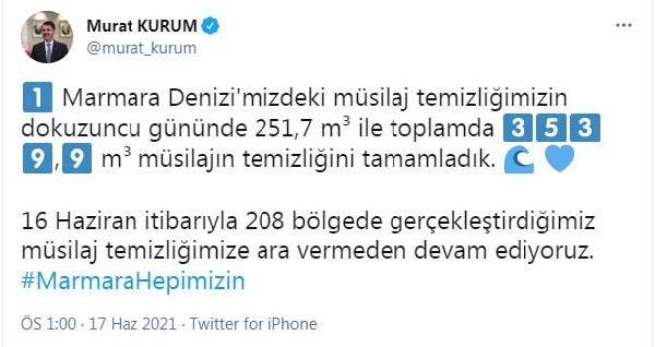 Bakan Murat Kurum: 3539,9 metreküp müsilajın temizliğini tamamladık - Resim: 0