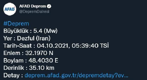 İran'da 5.4 büyüklüğünde deprem! AFAD'dan açıklama - Resim: 0