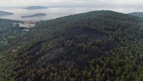 Heybeliada'da yangının bıraktığı hasar böyle görüntülendi - Resim: 1