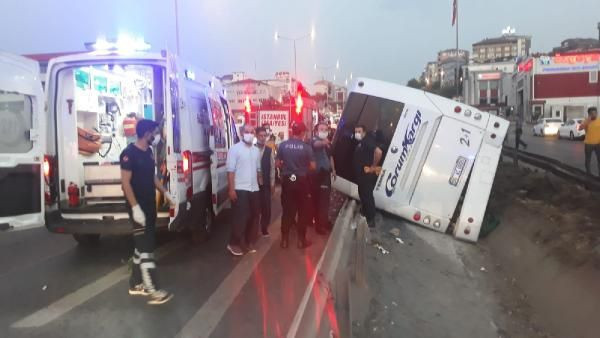 İstanbul'da yolcu otobüsü devrildi! Çok sayıda yaralı var - Resim: 1