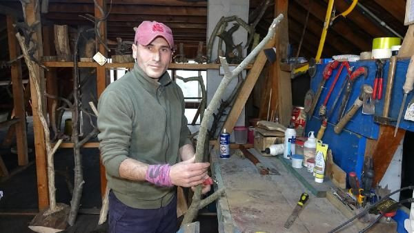 Düzce'de ağaç dallarından şaheser yaptı! Görenler hayran kaldı - Resim: 1