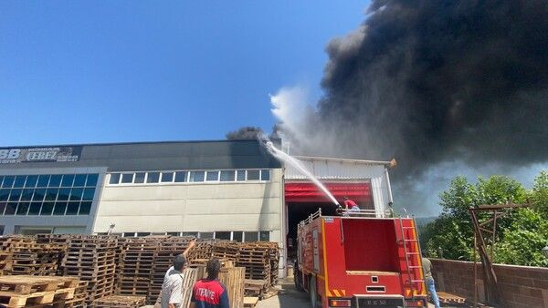 Düzce'de alevler fabrikayı sardı! Gökyüzü kara dumanlar kapladı - Resim: 3