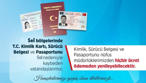 Karadeniz'de sel sonrası Nüfus Müdürlüğü duyurdu: Ücretsiz yenilecek - Resim: 0